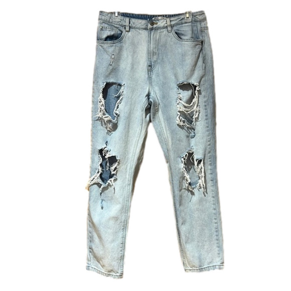 Urban Basics Jeans Straight Leg Distressed Light Wash Size 9 - Picture 1 of 3